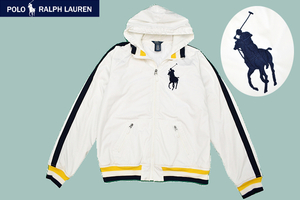 A-4732★Polo by Ralph Lauren ポロ ラルフローレン★正規 白 立体3Dビックポニー フード ジャンパー ジャケット パーカー XL 18-20 170cm