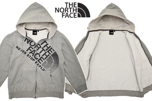 Y-7247★THE NORTH FACE ザ ノースフェイス★秋冬 裏起毛 グレー スウェットシャツ フルジップアップ パーカー フーディ Ｌ 