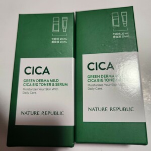 サンプル【新品 匿名 即決】ネイチャーリパブリック CICA グリーンダーマCビックトナー 化粧水 20ml グリーンダーマCセラム 美容液 10ml