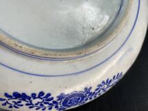 【福蔵】明治期 古伊万里 小皿 染付 印判 時代美品 径18.7cm_画像3