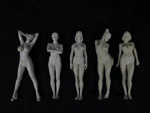 【福蔵】西洋美術 5体 置物 美人 裸婦 ヌード 人形 樹脂製 少女 女神 女性 高14-15cm前後
