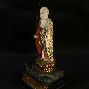 【福蔵】仏像 仏教美術 木彫？彩色 置物 立像 高20.7cmの画像3