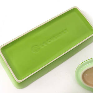 14940 新品未使用 LE CREUSET ル・クルーゼ Petite Ramekin D'amour Set プチラムカン ダムール ハート型 緑 グリーン 箱付 ストーンウェアの画像6