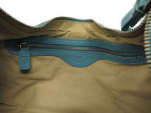16673 美品 TOD'S トッズ ミキーバッグ Tロゴ シルバー金具 ステッチ ジップ レザー ワンショルダーバッグ ハンドバッグ 鞄 青 イタリア製_画像8