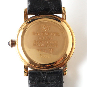 E16955 美品 RAYMOND WEIL レイモンドウィル 腕時計 クォーツ クロコベルト ブラック×ゴールド 文字盤ホワイト CROCODILE VERITABLEの画像5