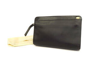 17041 美品 dunhill ダンヒル ロゴ カーフスキン レザー ジップ セカンドバッグ ビジネスバッグ ポーチ 鞄 黒 メンズ スペイン製