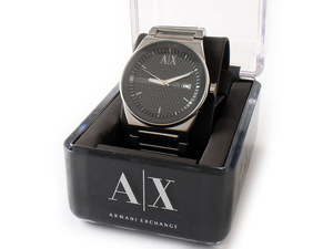 E16953 ARMANI EXCHANGE Armani Exchange arm clock case attaching quartz analogue silver × black AX2015 calendar 