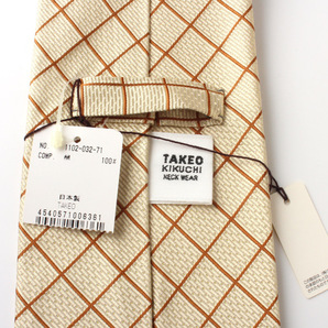 E17295 新品未使用タグ付き TAKEO KIKUCHI タケオ キクチ ネクタイ シルク100% 日本製 ベージュ×ブラウン メンズ スーツ ビジネスの画像4