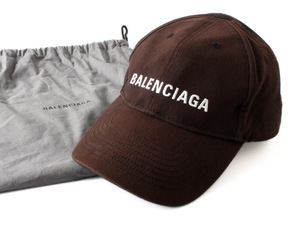 E17303 BALENCIAGA Balenciaga cap Brown tea storage sack attaching size L 59cm touch fasteners cotton Italy made 