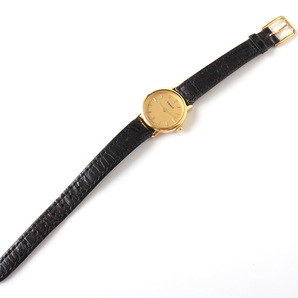 E17003 美品 TISSOT ティソ 腕時計 ゴールド×ブラック 黒 アナログ 2針 C225K レザーベルト 本革 SWISS MADE 動作未確認の画像2