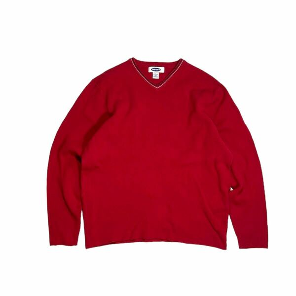 old navy V neck knit sweater red