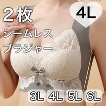 2枚セット ノンワイヤー シームレス ブラジャー ブルー　青　ネイビー レース 大きいサイズ 4L 3XL ナイトブラ 夜用ブラB85 C85 D85_画像3