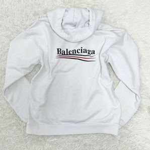 ●最高級の逸品●BALENCIAGA バレンシアガ キャンペーンロゴ パーカー スウェット ブルゾン 上着 フード コットン デカロゴ メンズ 白 の画像7