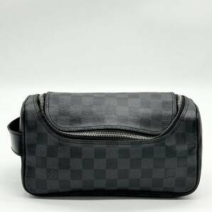 ●高級●LOUIS VUITTON ルイヴィトン トワレポーチ セカンドバッグ クラッチバッグ ビジネス ダミエグラフィット PVC レザー メンズ 黒 紺の画像2