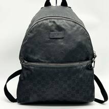 ●高級 ラージサイズ●GUCCI グッチ リュックサック バックパック デイパック ビジネス GG柄 A4 PC ナイロン 大容量 メンズ 黒 ブラック_画像2