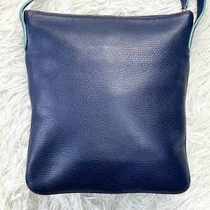 ●極美品 保管品●LOEWE ロエベ ショルダーバッグ メッセンジャーバッグ ビジネス 鞄 かばん ロゴ型押し 本革 レザー 斜め掛け可 メンズ 紺の画像3