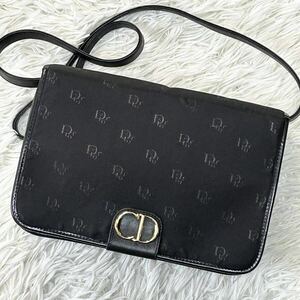 ●高級●Christian Dior クリスチャンディオール ワンショルダーバッグ フォーマルバッグ 鞄 かばん CDロゴ 肩掛け可 キャンバス レザー 黒