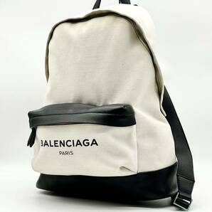 ●高級 大容量●BALENCIAGA バレンシアガ リュックサック バックパック デイパック ビジネス かばん キャンバス レザー ブラック ホワイトの画像1