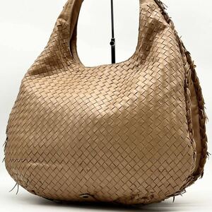 ●極美品●BOTTEGA VENETA ボッテガヴェネタ ホーボー ワンショルダーバッグ ハンドバッグ 鞄 かばん イントレチャート 肩掛け可 レザー 茶