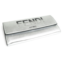 （新品・未使用品）フェンディ FENDI ロゴ エンボス コンチネンタル ウォレット 二つ折り長財布 カーフレザー メタリックシルバー 8M0251_画像8