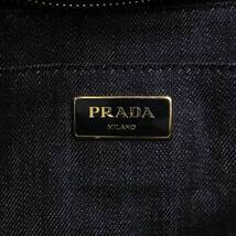 （中古）プラダ PRADA カナパ 2way ショルダー ハンドバッグ 斜め掛け デニム NERO ブラック 黒 ゴールド金具 B2642B_画像9