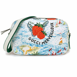 （新品・未使用品）グッチ GUCCI チルドレンズ ストロベリー ショルダーバッグ ナイロン マルチカラー ホワイト 白 シルバー金具 682668