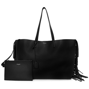 （未使用　展示品）サンローランパリ SAINT LAURENT PARIS カーフスキン サックショッピング フリンジ トートバッグ シルバー金具 410666