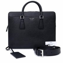 （未使用　展示品）プラダ PRADA サフィアーノレザー ブリーフケース ビジネスバッグ ショルダー ハンドバッグ SAFFIANO CUIR NERO 2VE366_画像2