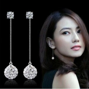 [ new work arrival! free shipping ]2way diamond CZ& crystal long earrings C*B