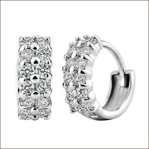 [ remainder barely!! free shipping ] stamp / brilliant cut Circle pave earrings C*B