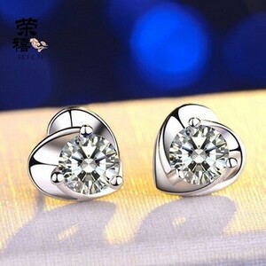 [ re-arrival!! limited time free shipping! now only 1 jpy start!! limitated production ] stamp /CZ diamond Open Heart earrings 