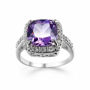 [ free shipping /ba year carefuly selected * today. Medama commodity!! abroad direct import ] large grain amethyst CZ Princess cut pave ring special order RDX