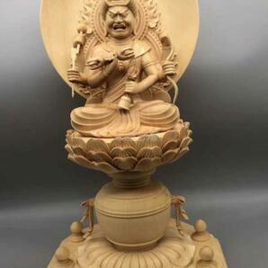 極上品 愛染明王像 最新作 総檜材 木彫仏像 仏教美術 精密細工の画像1