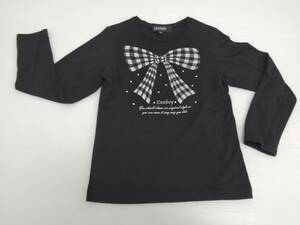 【再値下げ！即決！】★EAST BOY/イーストボーイ★子供服　長袖　Tシャツ　カットソー　黒　チェックリボン模様　ラインストーン　120㎝