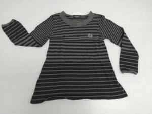 【お買得！】★COMME CA ISM/コムサイズム★子供服　長袖チュニック　カットソー　ボーダー　襟模様　黒・グレー　120A㎝