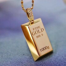 ⑤【国際配送】海外限定新品 ゴールド18KGP アクセサリーGold Plated 鍍金 チェーン ネックレス ペンダント メンズ 9.2mm×20mm プレゼント_画像1