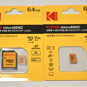 【新品未使用】マイクロSDカード 64GB 2枚 コダック class10 UHS-I U3 V30 A1 microSD microSDXC マイクロSD KODAK 高速 4K