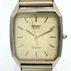 稼働★ SEIKO セイコー DOLCE ドルチェ 6030-5390 QZ スクエア ゴールド文字盤 QUARTZ 腕時計 ゴールドカラー アナログ 3針 #9523