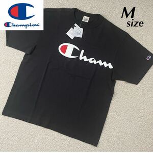 【送料無料】【定価4950円】Champion チャンピオン USAコットン ロゴプリント 半袖 Tシャツ 黒 メンズ Mサイズ