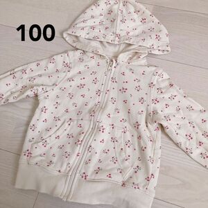 【美品】パーカー　フーディー ジップアップ 100 長袖　 キッズ　子供服