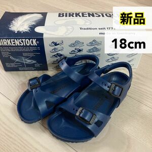 【新品】BIRKENSTOCK 18cm ネイビーサンダル　キッズ　シューズ　靴