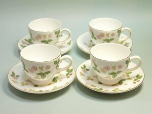 ★★Wedgwood ウェッジウッド ワイルドストロベリー リーシェイプ カップ&ソーサー 4客セット★AKAS31573