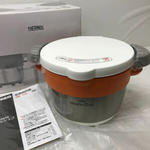 0417J 未使用★THERMOS サーモス 真空保温調理器 シャトルシェフ Shuttle Chef KBB-1600 サニーオレンジ 調理器具 両手鍋 鍋 容量:1.6L