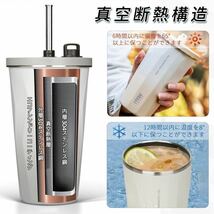 2点売　正規品　ストロー付きタンブラー ハンドル付き 保温 保冷 蓋付 こぼれない 水筒_画像7