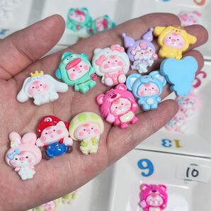 【1個40円】【即決18個】ぶーちゃんコス3D デコパーツ　DIY アニマル　ハンドメイド　サンリオ　マリオ