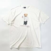 90s ポロベア ポロラルフローレン Polo Ralph Lauen プリントt Tシャツ L アメリカ製 ビンテージ usa old tee 80s ホワイト ポロスポ RRL_画像1
