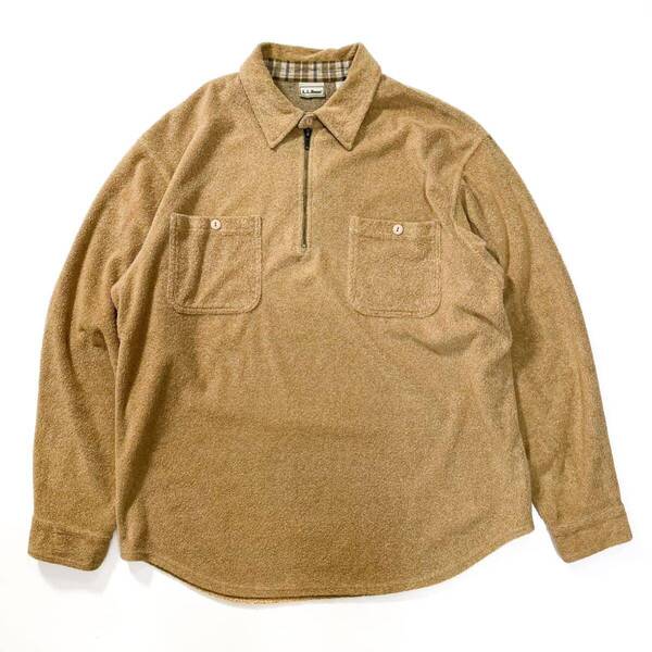 90s エルエルビーン l.l.Bean ハーフジップ プルオーバー パイル タオル生地 カナダ製 ビンテージ usa old L チンスト 80s シャツ 長袖