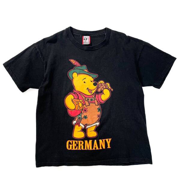 90s 80s くまのプーさん Winnie the pooh ブラック Tシャツ プリント アメリカ製 オフィシャル ビンテージ usa old 黒 レア ディズニー L