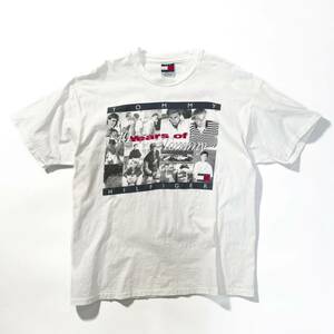 90s 80s トミーヒルフィガー プリントt Tシャツ XL ビンテージ アメリカ製 usa old フォト アート レア Tommy Hilfiger ホワイト ラルフ