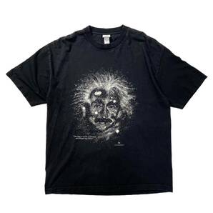 90s 80s アインシュタイン Einstein プリントtシャツ アメリカ製 ビンテージ usa old cotton expression 偉人 XL 70s 黒 ブラック Tee 発光の画像1